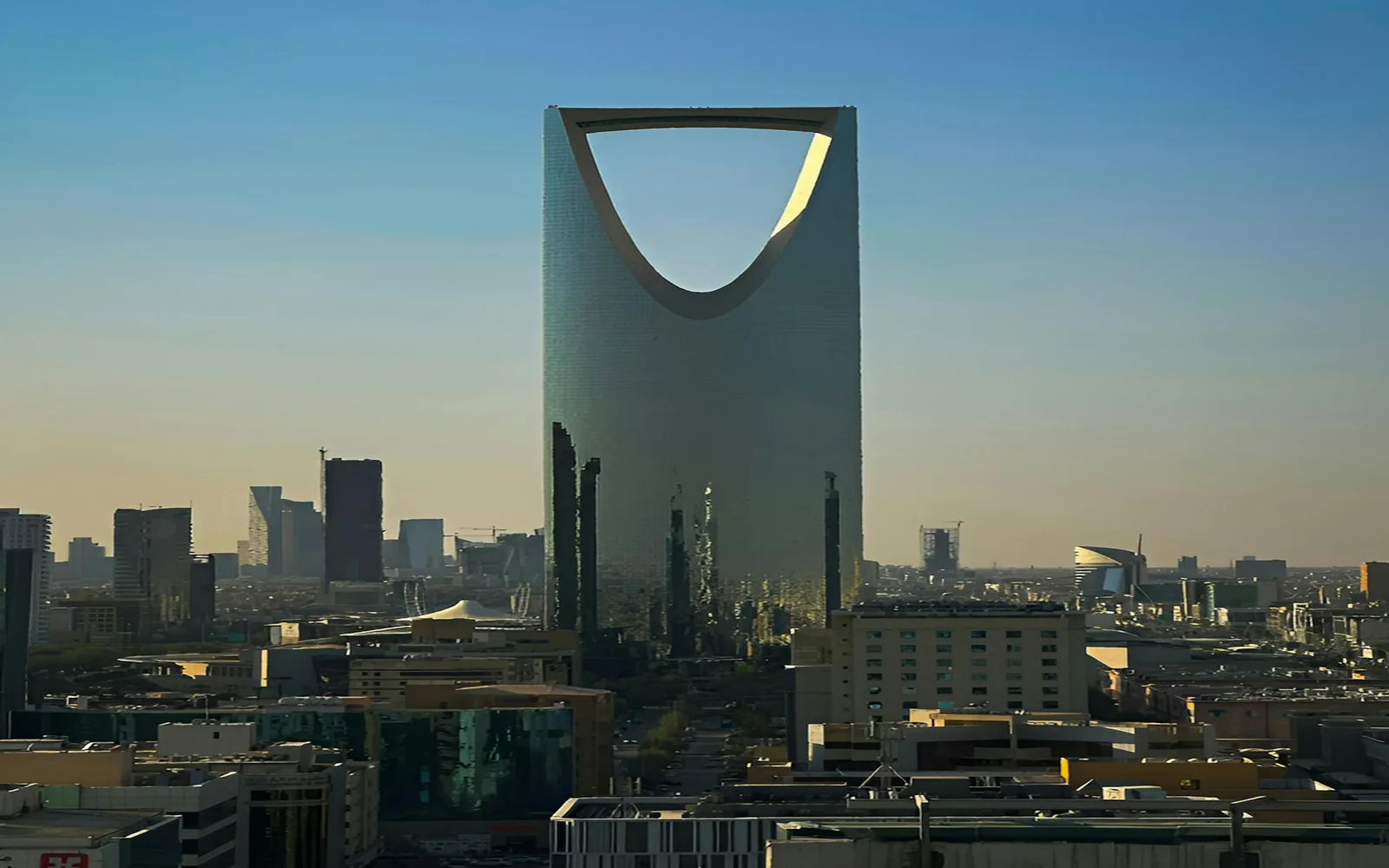 The Riyadh skyline in clear daytime light