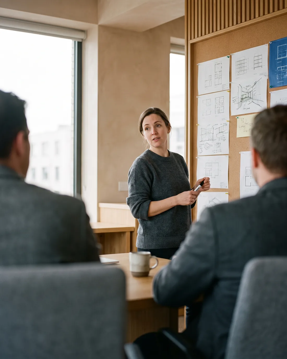 A senior CTO reviewing the work in a calm Riyadh boardroom